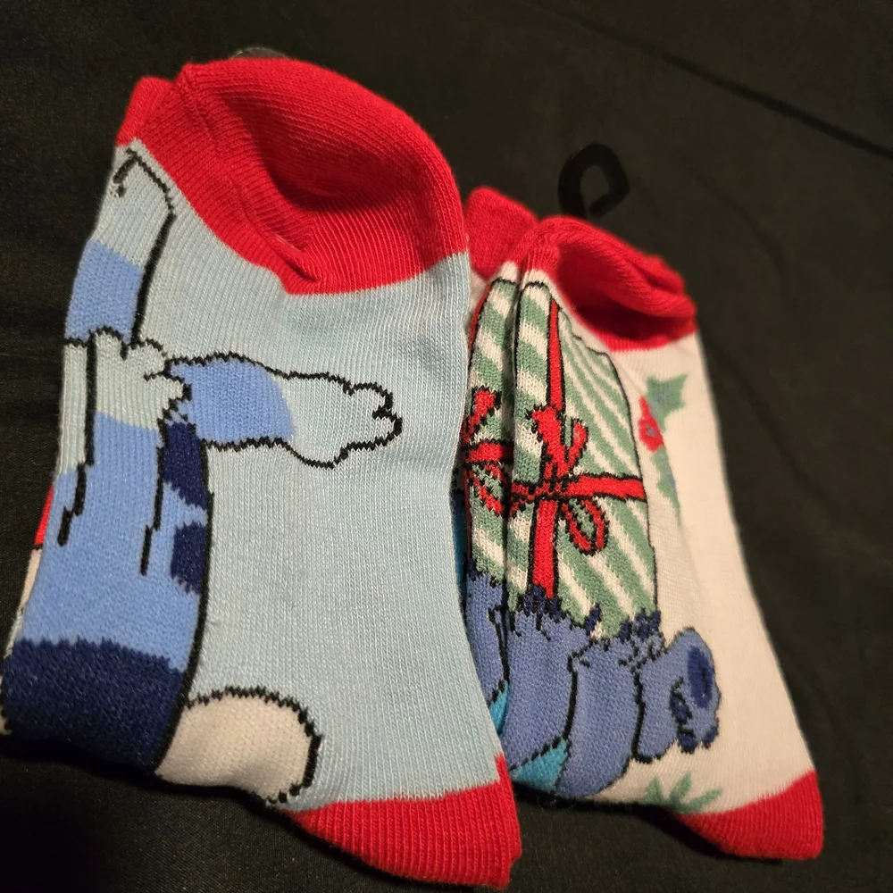 Disney Bluey Lilo & Stitch Christmas Socks Kids Stocking Stuffer Gift Size 9-2.5